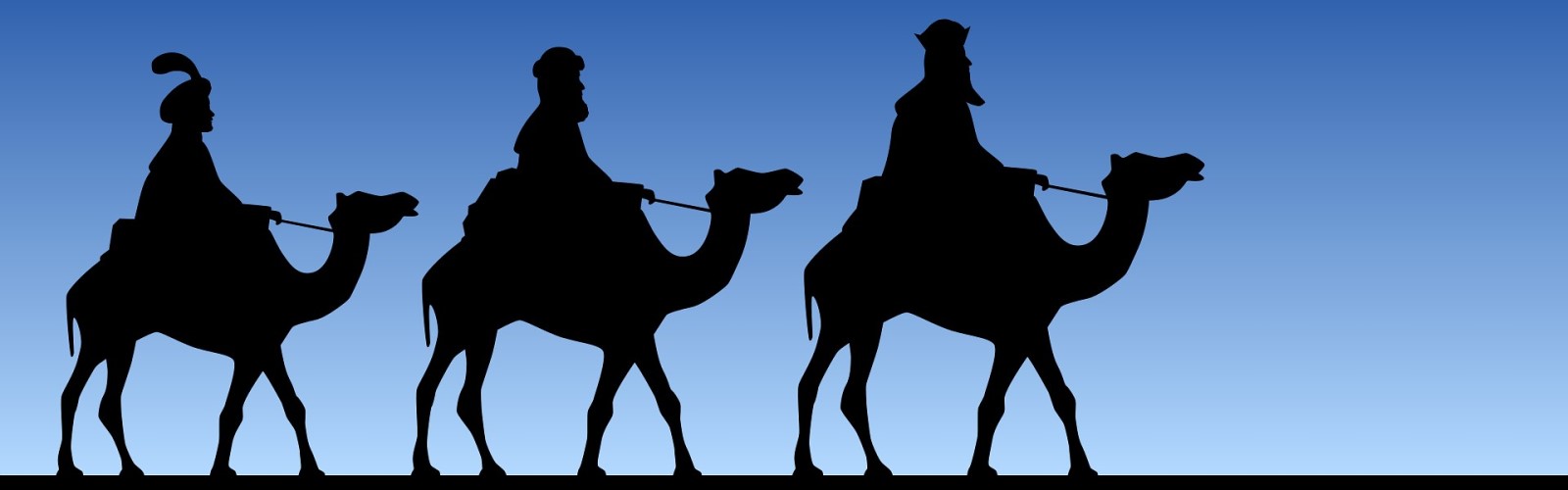 Die Heiligen Drei Könige auf ihren Kamelen