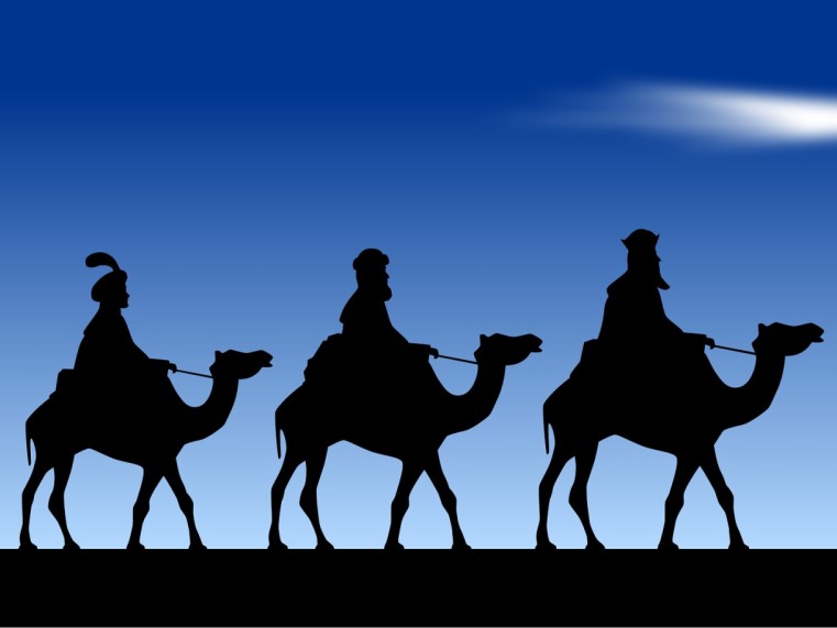 Die Heiligen drei Könige auf ihren Kamelen